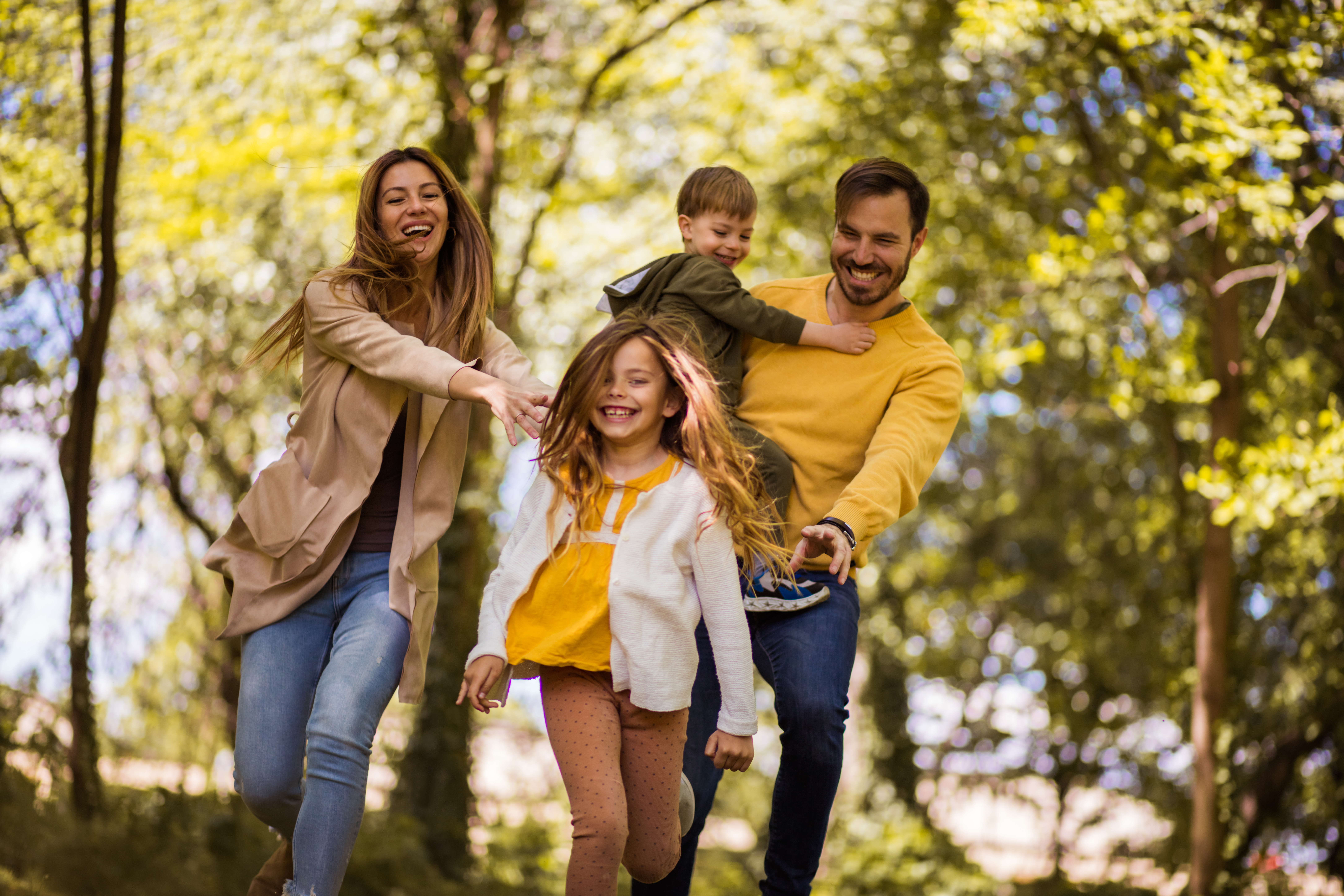 Family walking outdoors